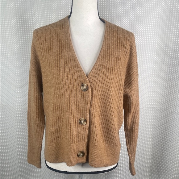 Madewell Cameron Button Front Ribbed Cardigan Sweater Wool Alpaca Blend Sz S - Picture 2 of 8